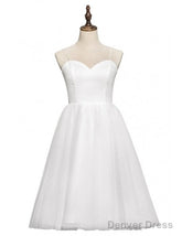 Spaghetti Straps Tea Length 80S Vintage Ballet Wedding Dress